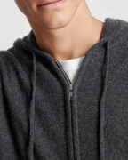 Men's 100% Cashmere Full-Zip Hooded Cardigan