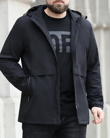 Large Size Widened Enlarged Hooded Mid-length Business Jacket