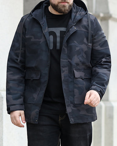 Large Size Widened Enlarged Hooded Mid-length Business Jacket