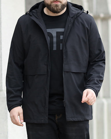 Large Size Widened Enlarged Hooded Mid-length Business Jacket