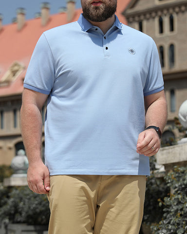 Large Size Solid Color Lapel Short Sleeve Polo