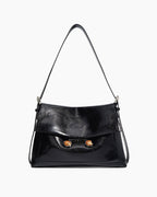 Black Leather Extra Large Soft Tote Shoulder Bag