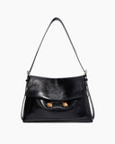 Black Leather Extra Large Soft Tote Shoulder Bag