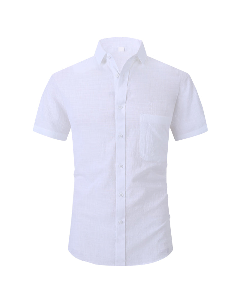 Linen Ice Breathable Solid Color Short-sleeved Shirt