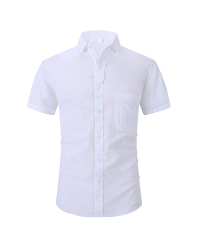 Linen Ice Breathable Solid Color Short-sleeved Shirt