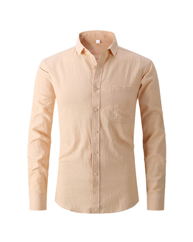 Cotton Linen Slim Business Long Sleeve Shirt