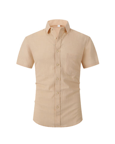 Linen Ice Breathable Solid Color Short-sleeved Shirt