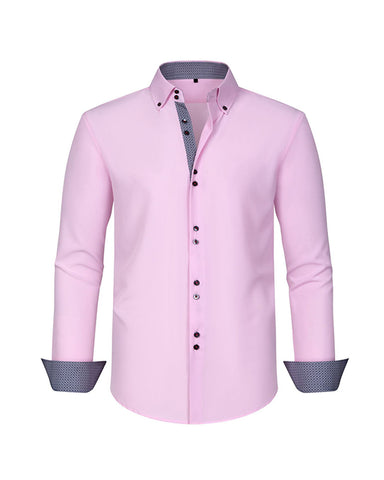 Polka Dot Colorblock Double Breasted Shirt