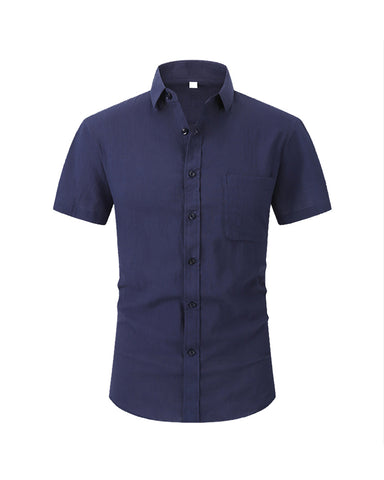 Linen Ice Breathable Solid Color Short-sleeved Shirt