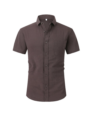 Linen Ice Breathable Solid Color Short-sleeved Shirt