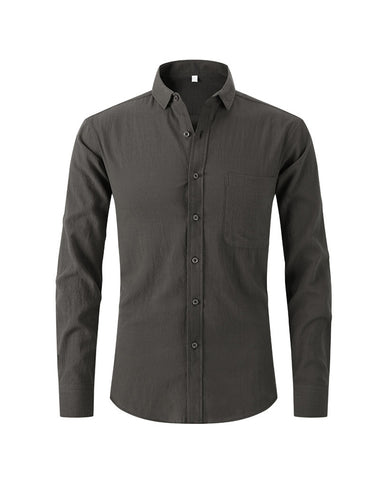 Cotton Linen Slim Business Long Sleeve Shirt