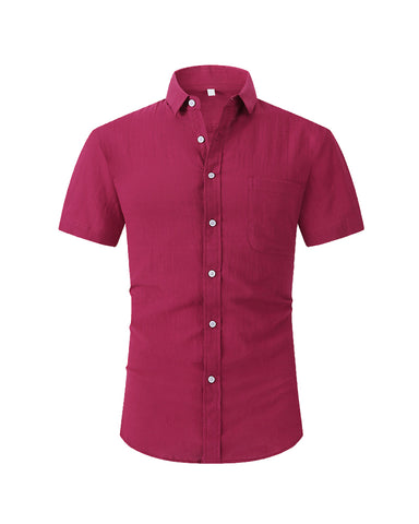 Linen Ice Breathable Solid Color Short-sleeved Shirt