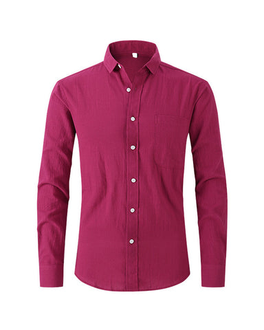 Cotton Linen Slim Business Long Sleeve Shirt