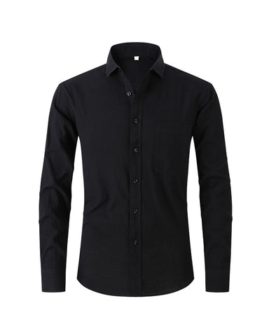 Cotton Linen Slim Business Long Sleeve Shirt