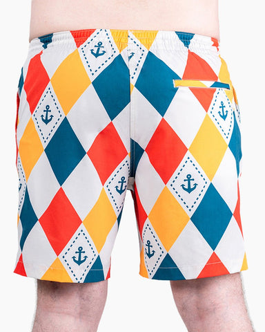 Men's Swim Beach Trunks - Ship Anchor