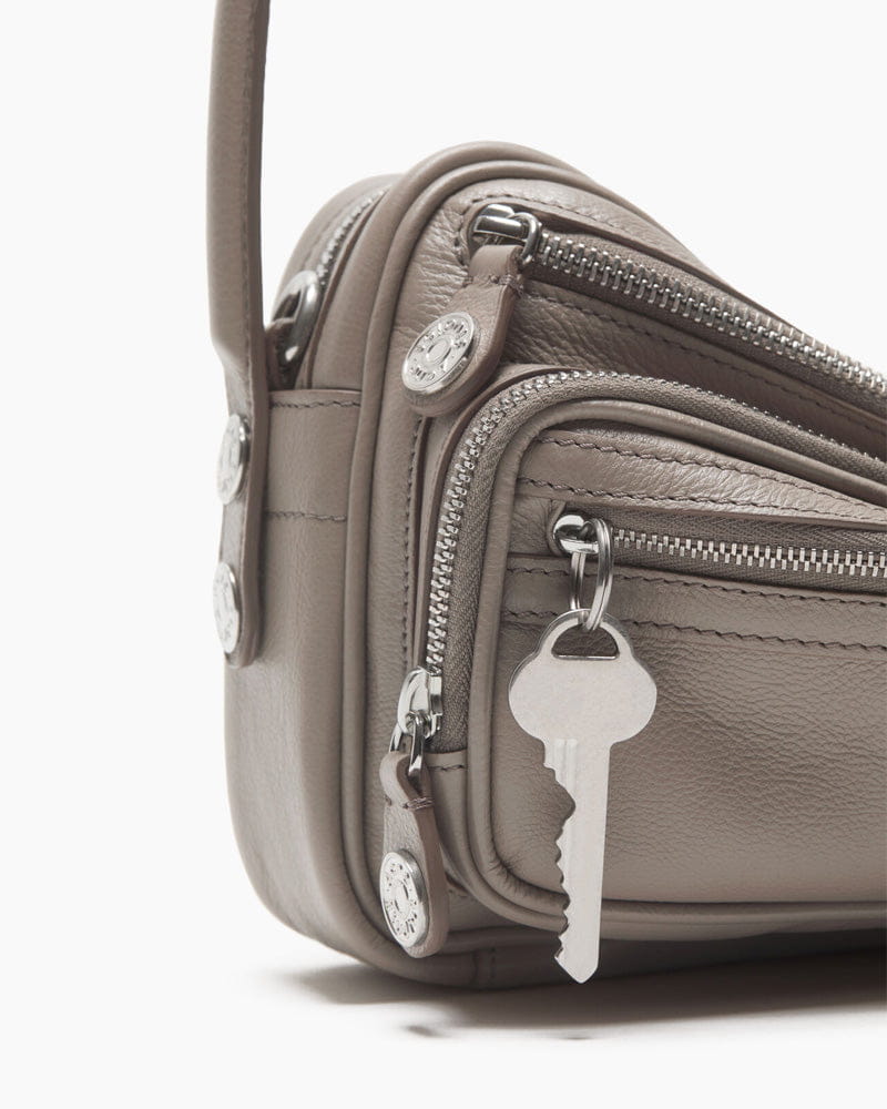 Multi Pocket Leather Shoulder Bag Zip Details