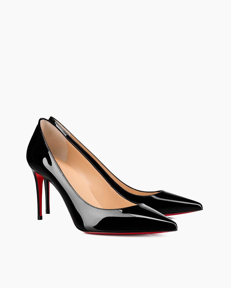 Women's Kate Series - 80 mm Pumps - Luxurious Red Bottom Black Patent Leather Stiletto Heels Secondary image