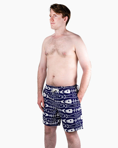 Men's Swim Beach Trunks - Fish Bone