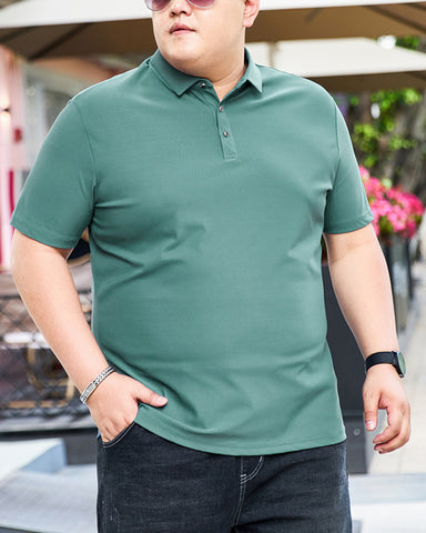 Widened Enlarged Ice Silk Lapel Short Sleeve Polo