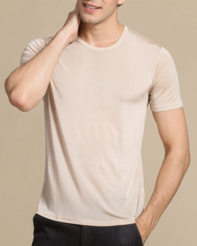 Large Size Silk Knitted Crew Neck T-shirt