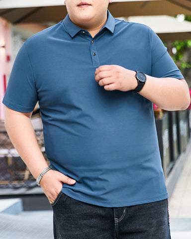 Widened Enlarged Ice Silk Lapel Short Sleeve Polo