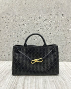 Women's Woven Leather Quilted Top Handle Bag