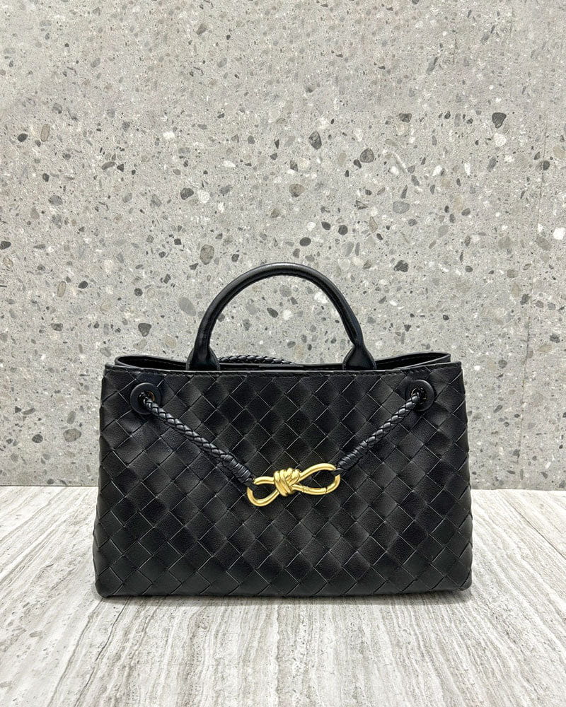 Women's Woven Leather Quilted Top Handle Bag