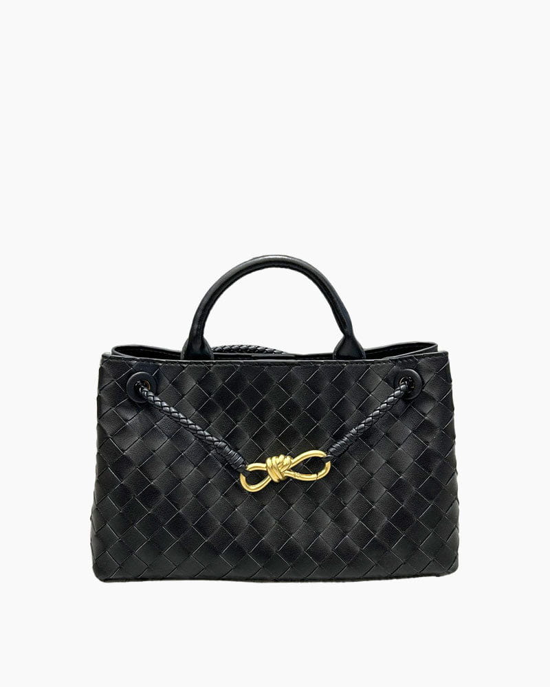 Women's Woven Leather Quilted Top Handle Bag Secondary image