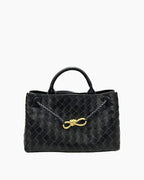 Women's Woven Leather Quilted Top Handle Bag