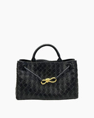 Women's Woven Leather Quilted Top Handle Bag