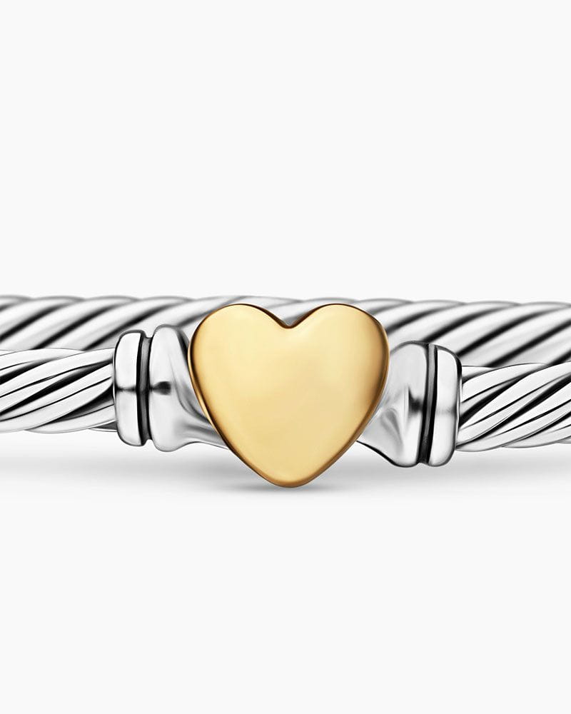 Classic Cable Heart Station Bracelet, 3mm