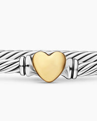 Classic Cable Heart Station Bracelet, 3mm
