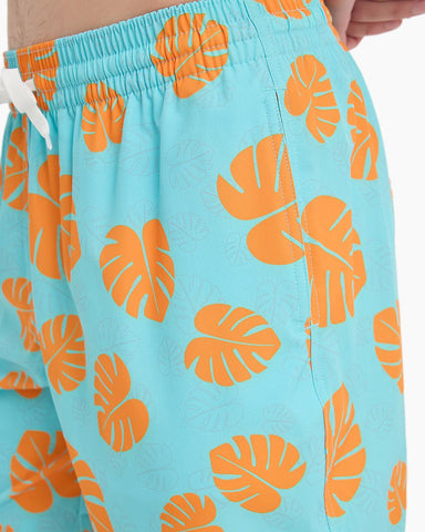 Men's Swim Beach Trunks - Yellow Leaves