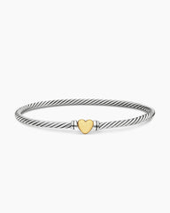 Classic Cable Heart Station Bracelet, 3mm