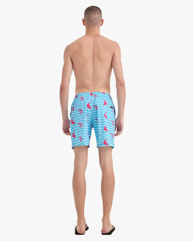 Men's Swim Beach Trunks - Blue&Pink Shark