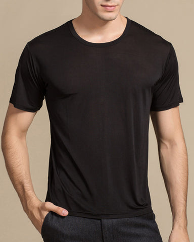 Large Size Silk Knitted Crew Neck T-shirt