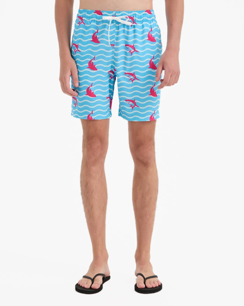 Men's Swim Beach Trunks - Blue&Pink Shark