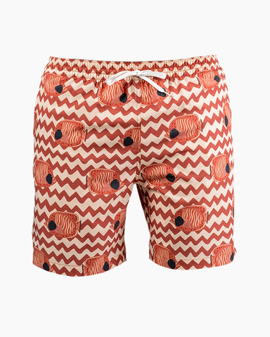 Men's Swim Beach Trunks - Brown&Fish