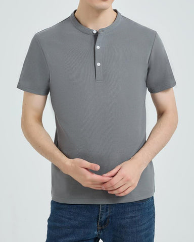 Cotton No-iron Round Neck Henley