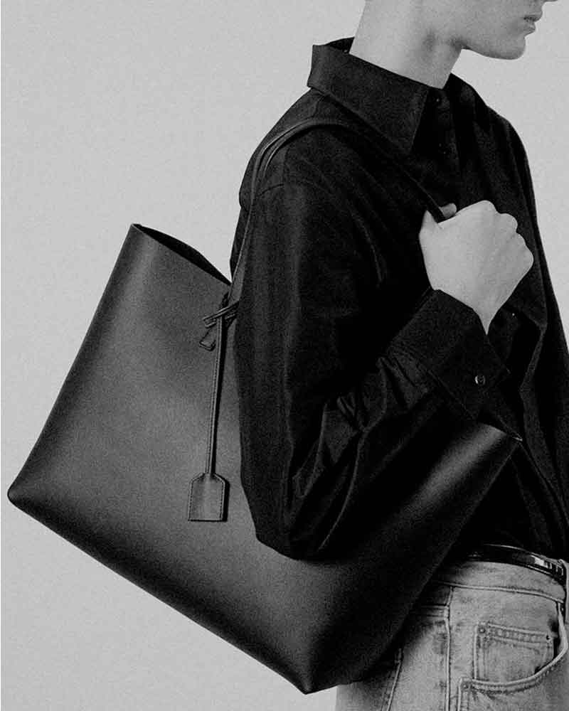 Large Leather Shopping Bag with Structured Design