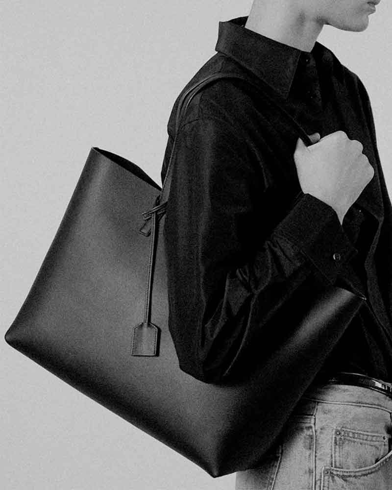 Large Leather Shopping Bag with Structured Design