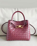 Women's Woven Leather Quilted Top Handle Bag