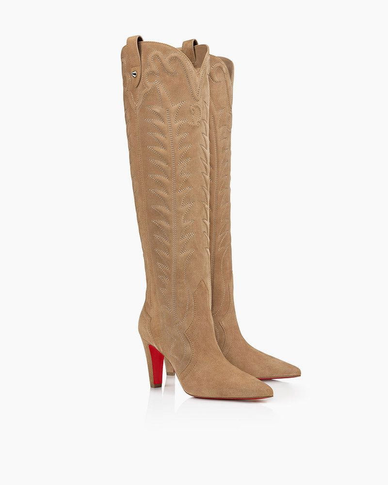 Women’s 85mm Brown Boots – Alligator-Embossed Veau Velours Secondary image