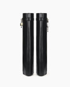 Shark Lock embellished glossed-leather knee boots