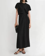 Women's Crinkled Viscose Blend Maxi Dress