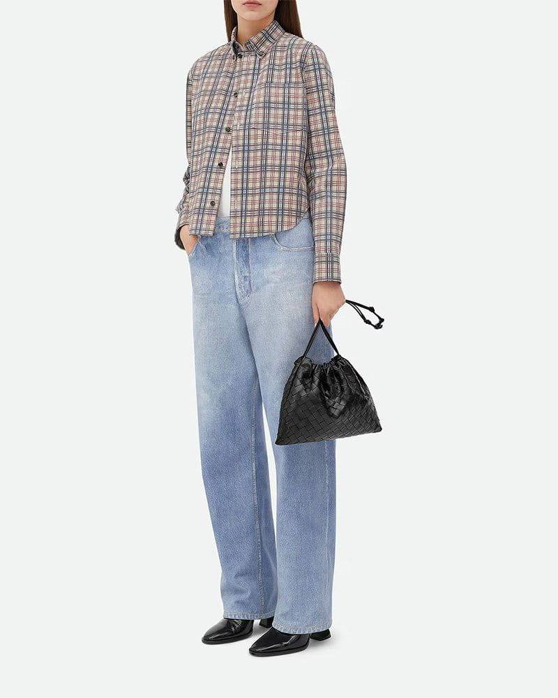 Woven Medium Dustbag Leather Clutch Bag