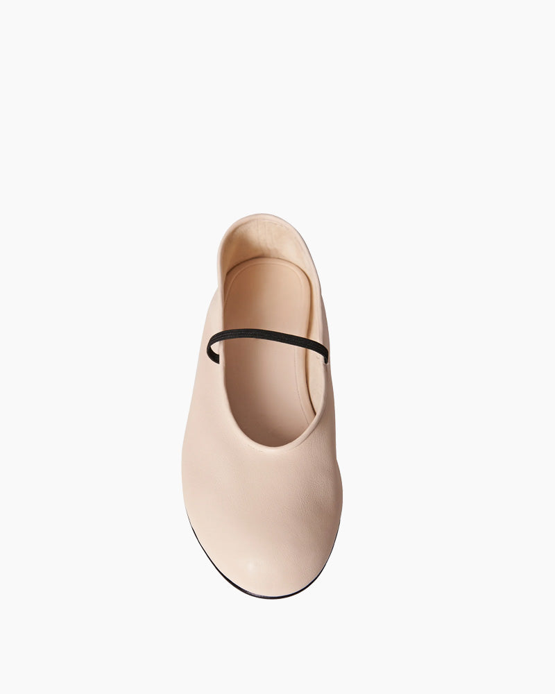 Elastic Ballet Slipper in Leather