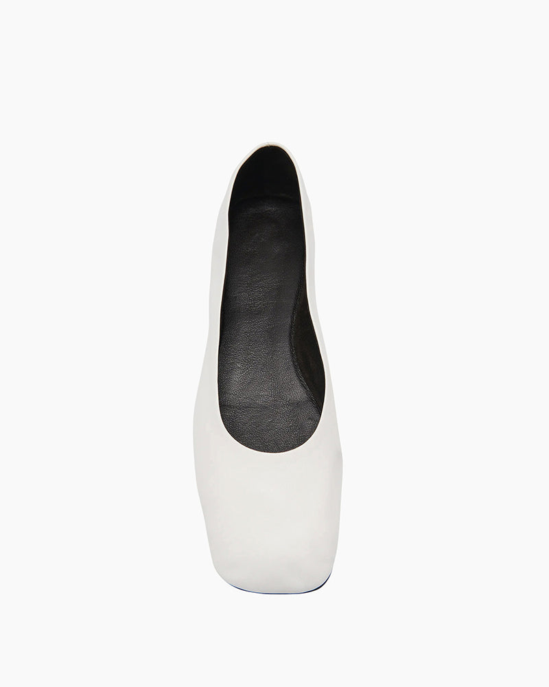 Square Ballet Flat in Leather