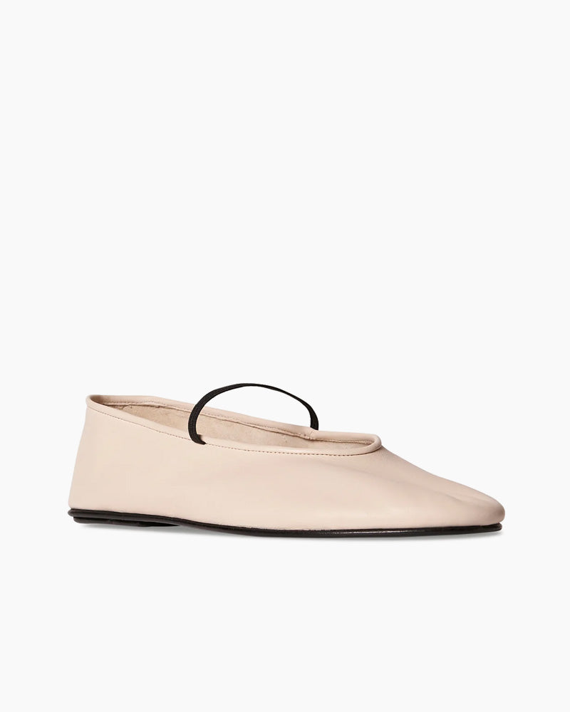 Elastic Ballet Slipper in Leather