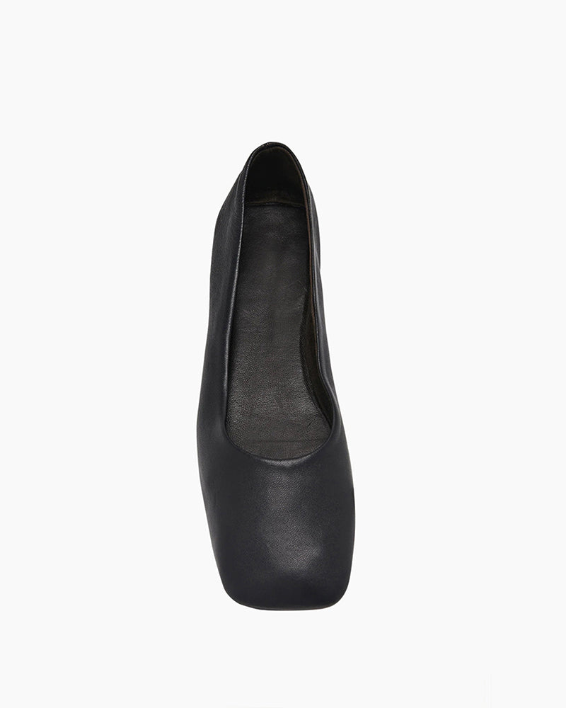 Square Ballet Flat in Leather